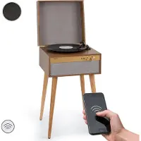 Auna Platenspeler met luidsprekers, Platenspeler met Bluetooth & standvoeten, Retro-platenspeler met Bluetooth-transmitter & -receiver, Moderne vinyl-platenspeler voor platen