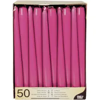 Conpax Candles 50x stuks dinerkaarsen fuchsia roze 25 cm - Dinerkaarsen