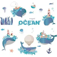 Tofok Muursticker Tofok Walvissen Strand - Oceaan Wanddecoratie Muurdecoratie Slaapkamer Kinderkamer