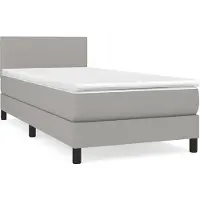 vidaXL Boxspring met matras stof lichtgrijs 100x200 cm