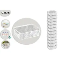 Discountershop Multifunctionele Opbergdozen | Rotan Kunststof | 20x15x6cm | Decoratieve Opbergboxen | Kastmand Met Houten | Opbergdoos Zonder Deksel | Stapelbare Opbergboxen | 1.65L | 12 stuks