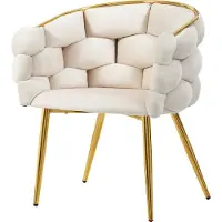 Merax Fluwelen Stoel - Luxe Velvet Stoel - Comfortabel Fauteuil - Beige