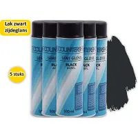 Discountershop Ultieme Set: 5 stuks Premium Zijdeglans Lak Zwart - Sneldrogend, Uitstekende Dekking en Hechting - Bestand tegen Benzine, Chemicaliën en UV-Straling