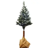 Discountershop Kunstkerstboom diamanten kerstboom op Natuurlijke houten stam 180 cm - Kunst DIAMANT PIJNBOOM 180CM - Kunstkerstboom 180cm sneeuw Kerstboom