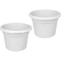 Hobby Hall Bloempot Rond Premium 40cm + Bodemgaten WIT / 2 STUKS ! /