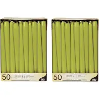 Conpax Candles 100x stuks Voordeelverpakking dinerkaarsen olijf groen - 25 cm - 7 branduren
