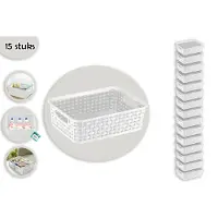 Discountershop Set Van 15 Opbergdozen | Multifunctionele Kastmand | Met Kunststof Materiaal | Decoratieve En Waterdichte Opbergboxen | Mand Opslag Met Ronde Hoek | Opbergdoos Zonder Deksel | 1.65L | 20x15x6cm