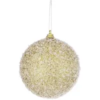 House of Seasons 1x Gouden kunststof kerstballen met witte sneeuw afwerking 8 cm - Kerstboomversiering/kerstversiering