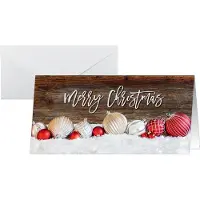 Sigel Kerstmotiefkaart "Rode en witte kerst met donker hout", DIN lang (2/3 A4), 250g/m², 25 stuks, wit karton, inkjet &amp; laserprinter