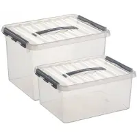 Sunware Opberg boxen set van 4x stuks in 15 en 22 Liter kunststof met deksel - Opbergbox