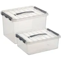 Sunware Opberg boxen set van 4x stuks in 12 en 22 Liter kunststof met deksel - Opbergbox