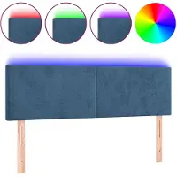 vidaXL Hoofdbord LED 144x5x78/88 cm fluweel donkerblauw