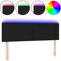 vidaXL Hoofdbord LED 144x5x78/88 cm stof zwart
