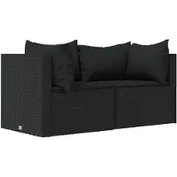 vidaXL Tuinhoekbanken met kussens 2 st poly rattan zwart