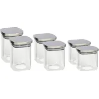Gerimport Set van 6x keuken voedsel opslag voorraadpotten glas in 3 formaten - Voorraadpot