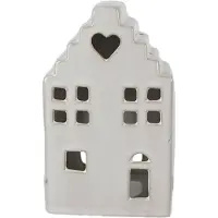 Clayre & Eef Waxinelichthouder Huis 17 cm Beige Porselein Beige