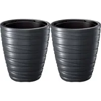 Prosperplast Plantenpot/bloempot Amazing - 2x - buiten/binnen - kunststof - antraciet - D30 x H33 cm - Plantenpotten