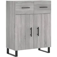 vidaXL Dressoir 69,5x34x90 cm bewerkt hout grijs sonoma eikenkleurig