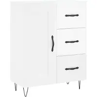 vidaXL Dressoir 69,5x34x90 cm bewerkt hout hoogglans wit