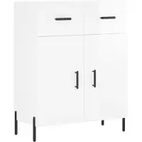vidaXL Dressoir 69,5x34x90 cm bewerkt hout hoogglans wit