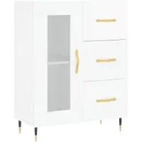 vidaXL Dressoir 69,5x34x90 cm bewerkt hout hoogglans wit