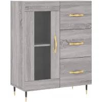 vidaXL Dressoir 69,5x34x90 cm bewerkt hout grijs sonoma eikenkleurig