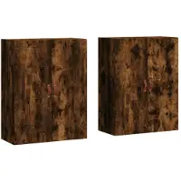 vidaXL Hangkasten 2 st 69,5x34x90 cm gerookt eikenkleurig
