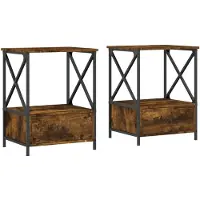 vidaXL Nachtkastjes 2 st 50x41x65 cm bewerkt hout gerookt eikenkleurig