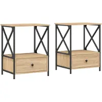 vidaXL Nachtkastjes 2 st 50x41x65 cm bewerkt hout sonoma eikenkleurig