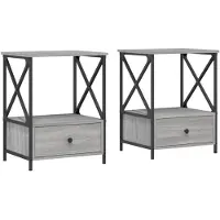 vidaXL Nachtkastjes 2 st 50x41x65 cm bewerkt hout grijs sonoma eiken