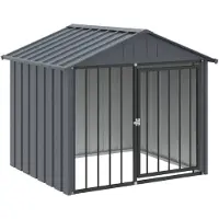 vidaXL Hondenhuis met dak, zwart, 117x103x102 cm, verzinkt staal