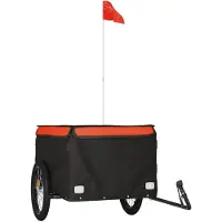 vidaXL Fietstrailer 45 kg ijzer zwart en oranje