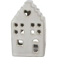 Clayre & Eef Waxinelichthouder Huis 11 cm Beige Porselein Beige