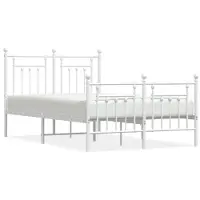 vidaXL Bedframe met hoofdeinde en voeteneinde, metaal, wit, 120x190 cm