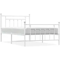 vidaXL Bedframe met hoofd- en voeteneinde metaal wit 100x200 cm