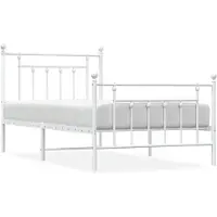 vidaXL Bedframe met hoofd- en voeteneinde metaal wit 100x190 cm