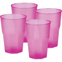SANTEX drinkglazen frosted - fuchsia roze - 24x - 300 ml - onbreekbaar kunststof - Cocktailglazen