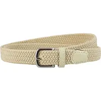 Houtkamp Smalle Elastische Dames Riem - Gevlochten Comfort Stretch Belt - 25 mm breed - Vrouwen Ceintuur - Beige - Lengte totaal 110 cm / Riemmaat 95