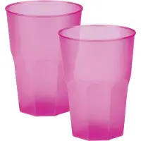 SANTEX drinkglazen frosted - fuchsia roze - 12x - 300 ml - onbreekbaar kunststof - Cocktailglazen