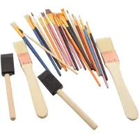 Merkloos Spons Schilderskwast - Painting Brush Set - Schilderen verf kwasten 25 stuks- 2 x foambrush DIY
