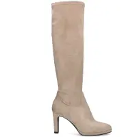 Manfield Beige stretch laarzen met hak | Maat 39