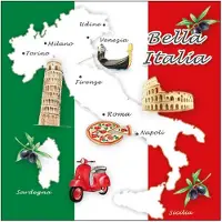 Ambiente 60x Papieren servetten met Italiaans thema - Feestservetten