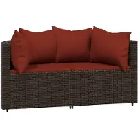 vidaXL Tuinhoekbanken met kussens 2 st poly rattan bruin