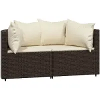 vidaXL Tuinhoekbanken met kussens 2 st poly rattan bruin