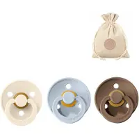 BIBS spenen T3 met speenzakje - Ivory, Baby blue en Dark oak - 18 tot 24 maanden