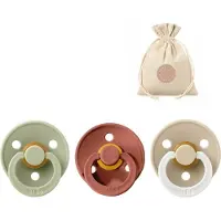 BIBS spenen T1 met speenzakje - Sage, Woodchuck en Glow in the dark Vanilla - 0 tot 6 maanden