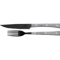 Primecook - Set van vork en gekarteld scherp mes 13 cm - Titan Ecoshield beschermlaag - Paperstone handvat