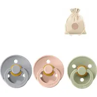 BIBS spenen T3 met speenzakje - Cloud, blush en sage - 18 tot 24 maanden