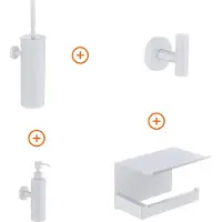 Guido Gusto Toilet accessoires set Mat wit design met zeepdispenser