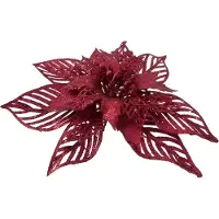 COSY&TRENDY 1x Kerstboomversiering op clip rode bloem 18 cm - kerstboom decoratie - rode kerstversieringen